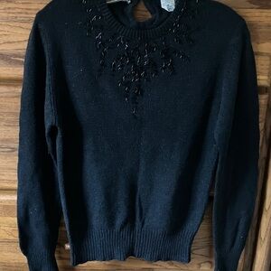 Chic Black Sweater with Beaded Accents